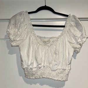 Ocean drive white lace crop top size small